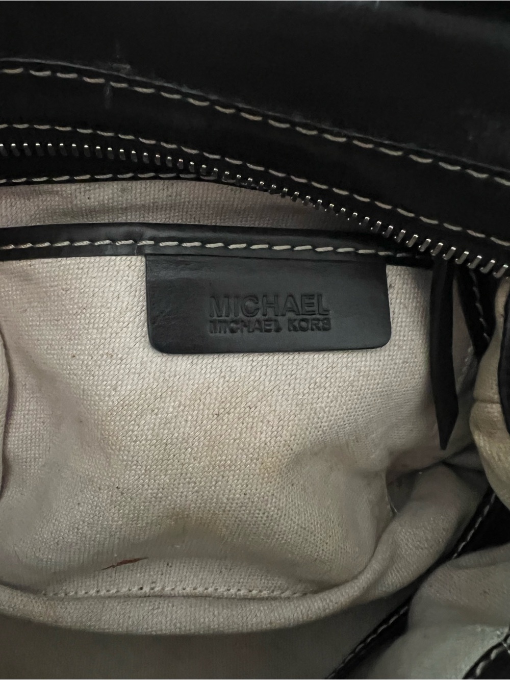 Michael Kors Black Leather Satchel with Contrast Stitching - Picture 3 of 3